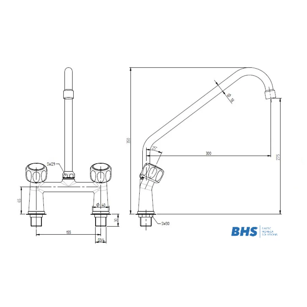 Water mixer with two water inlets MONOLITH R0102020124