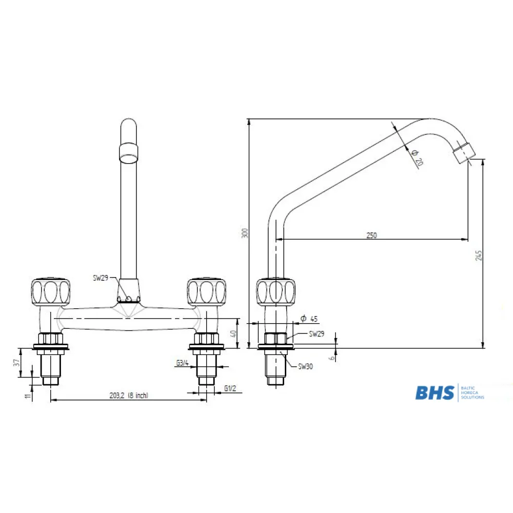 Water mixer with two water inlets MONOLITH R0102020152