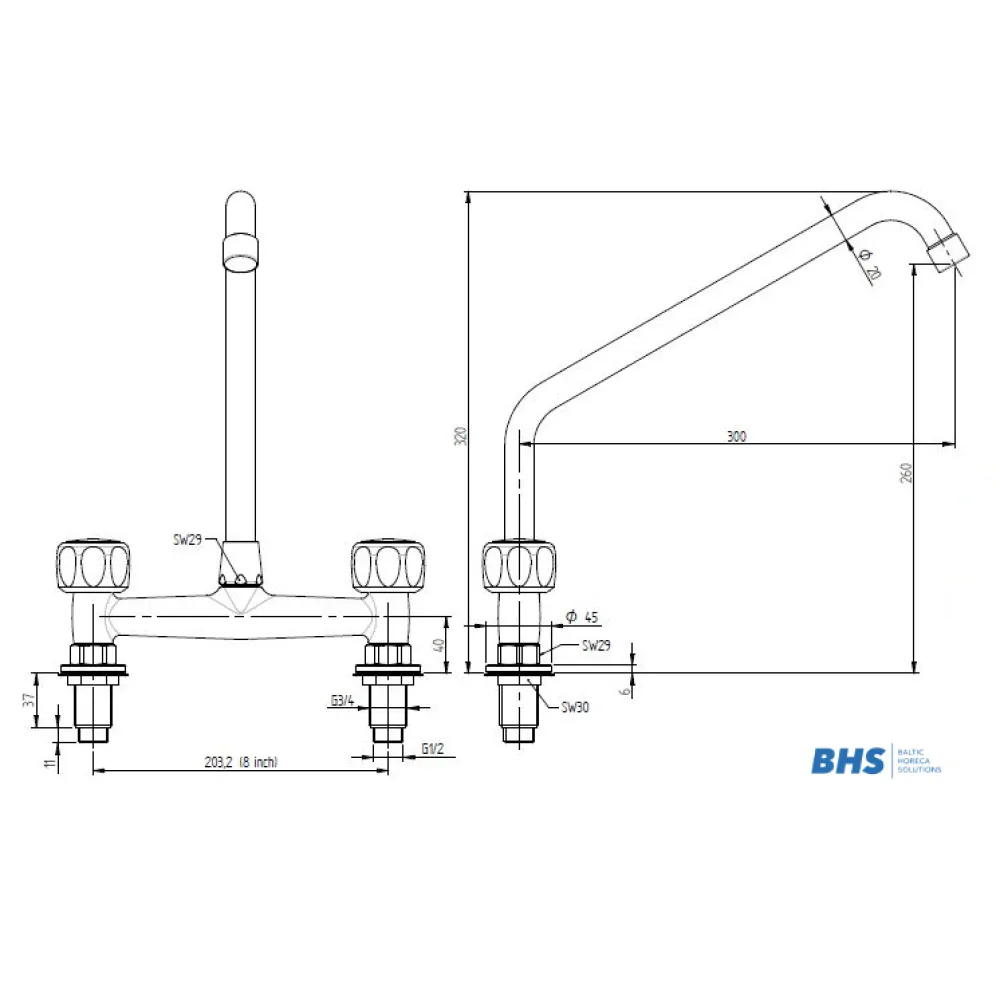Water mixer with two water inlets MONOLITH R0102020153
