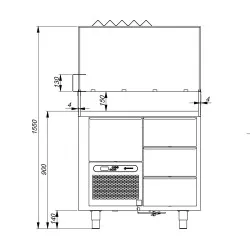 Hot-dog counter refrigerator BHS-HoReCa XKJ21-0030.000.00-SB