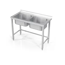 Metal table with double sink without shelf Novameta BHS-PRA-100/60/85