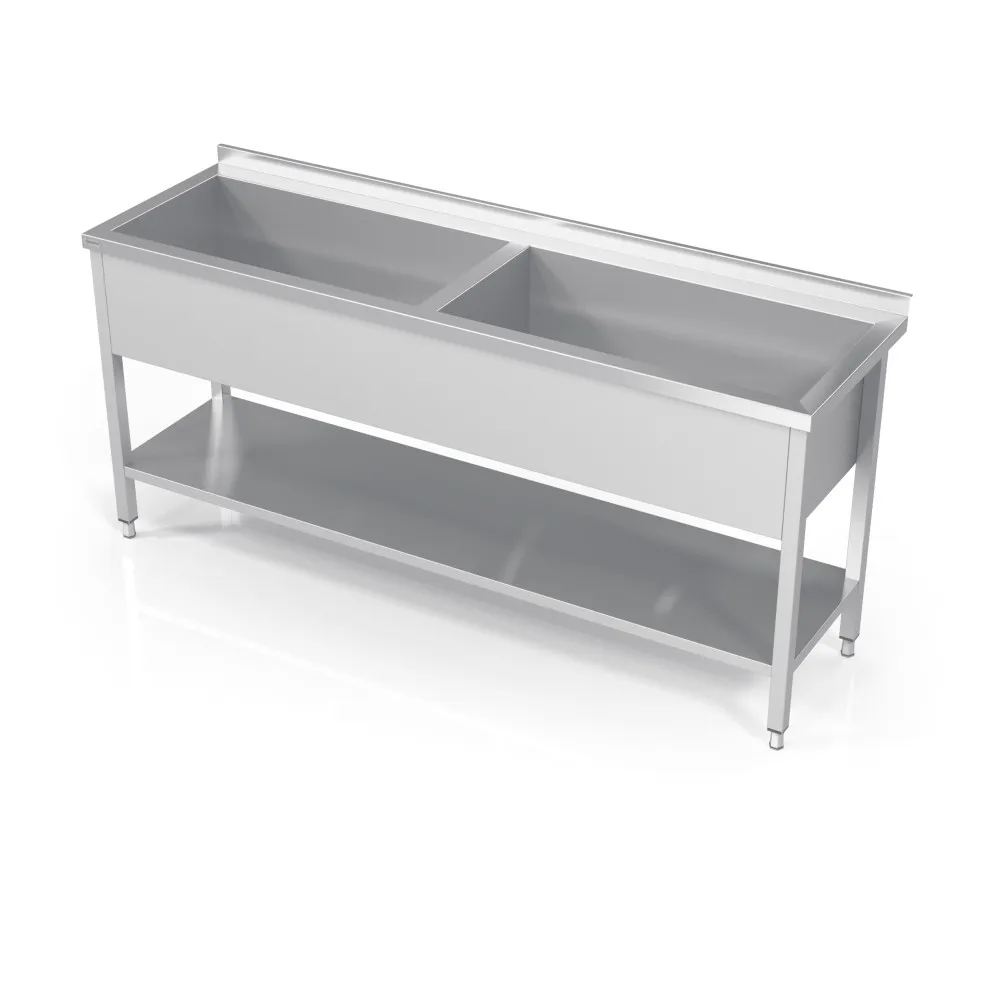 Double pot sink with shelf Novameta DV2-PLA-140/60/90