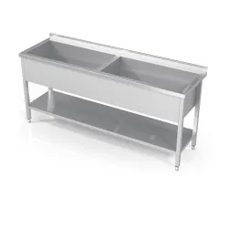 Double pot sink with shelf Novameta DV2-PLA-140/60/90