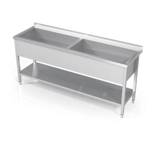 Double Pot Sink with Shelf