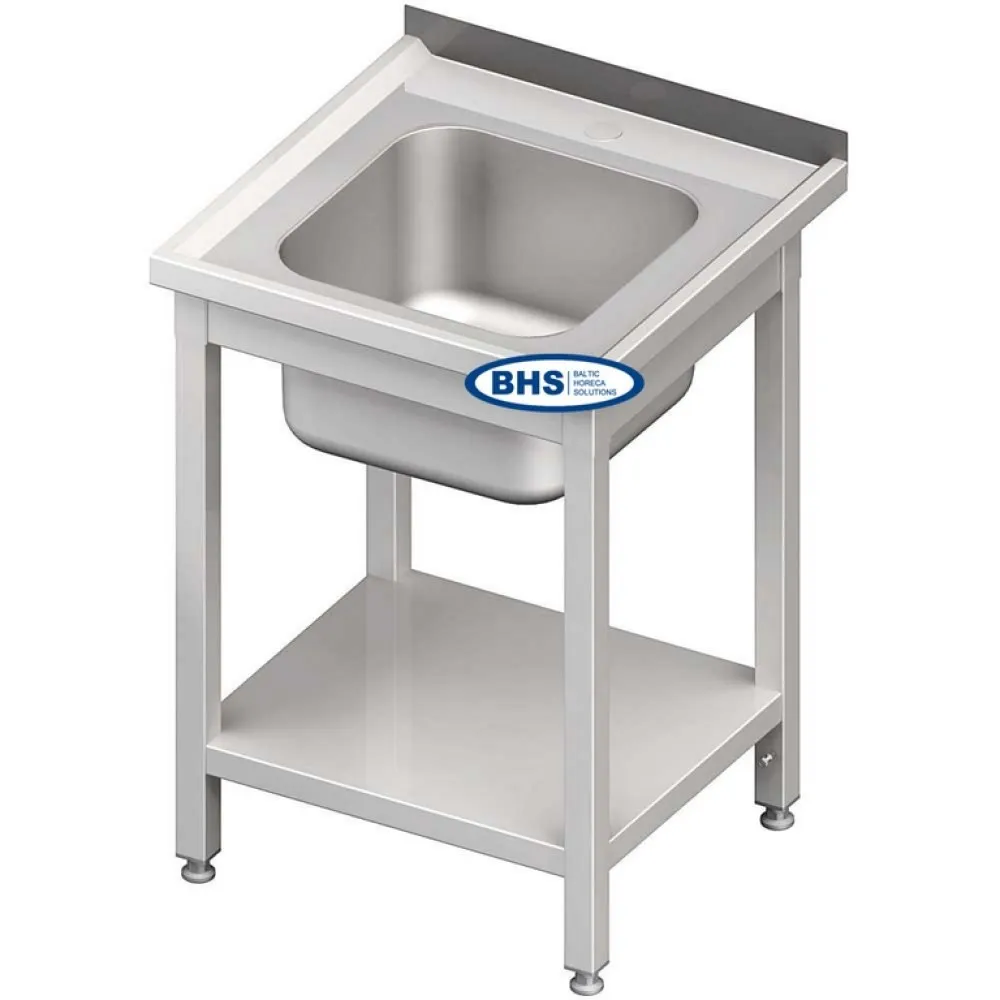 Stainless steel work table with sink and shelf Novameta BHS-PLA-70/60/85