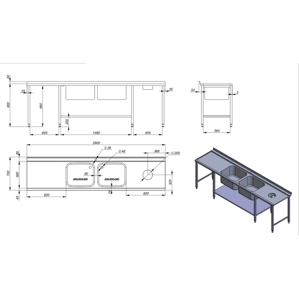 Kitchen work table Novameta ZJ20-3021.00.00-SB