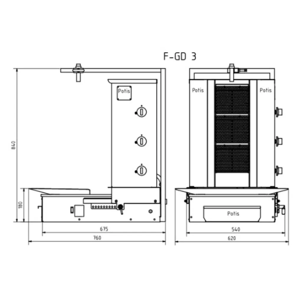 Gas gyros grill POTIS PG7302/ PG7303
