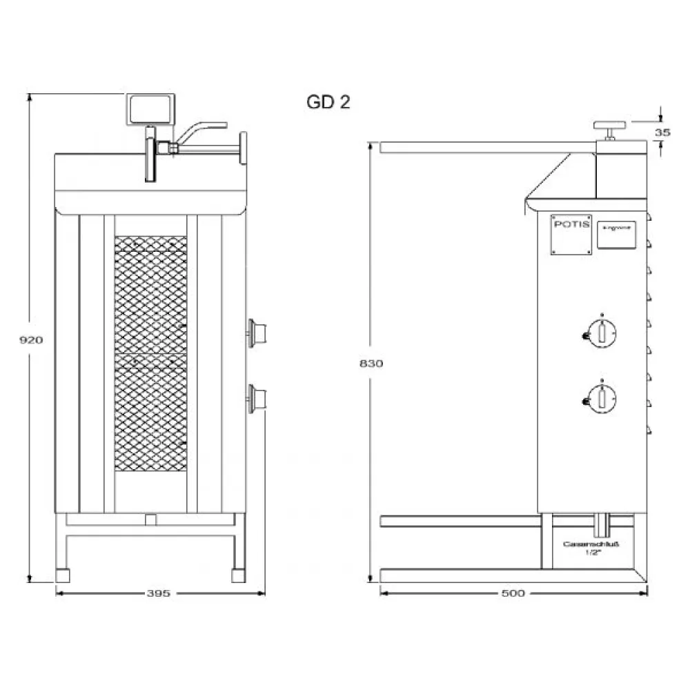 Gas gyros grill POTIS PG1202/ PG1203