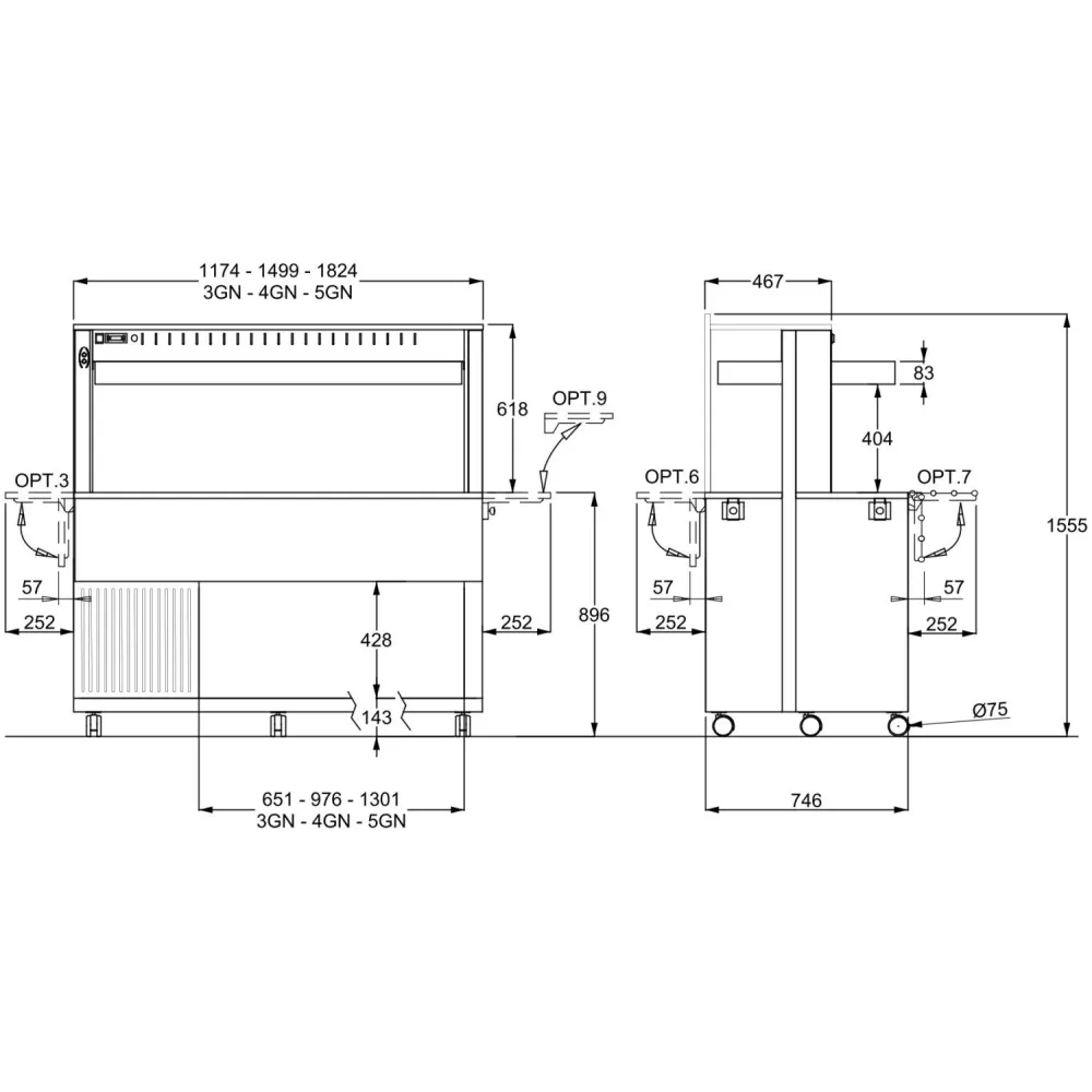 Self-service display counter ROCAM 01000ATH3MPRW