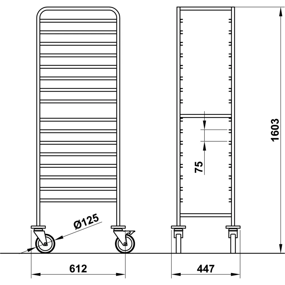 GN 1/1 pan trolley ROCAM 039001/1C16IN