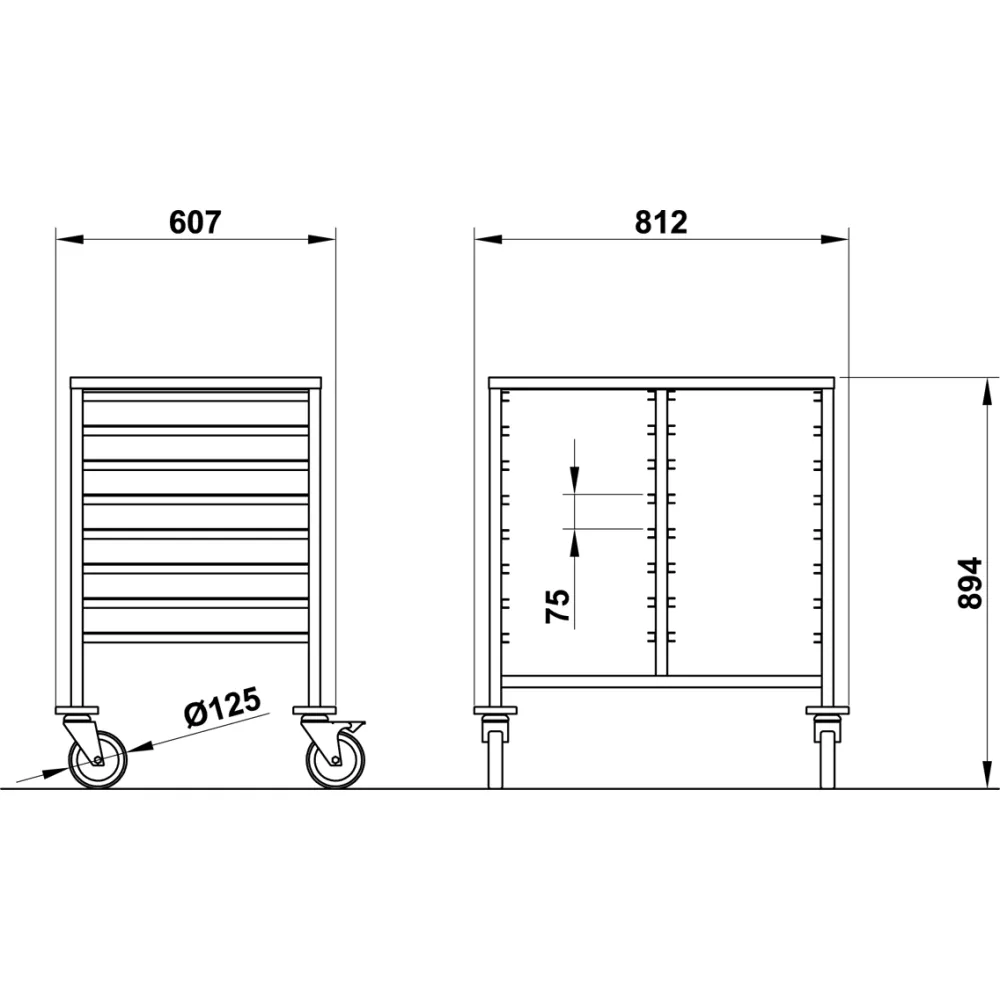 GN 1/1 pan trolley ROCAM 039001/1C8+8IN