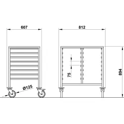 GN 1/1 pan trolley ROCAM 039001/1C8+8IN