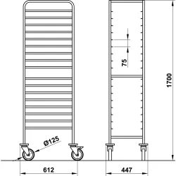 GN 1/1 pan trolley ROCAM 039001/1L18IN