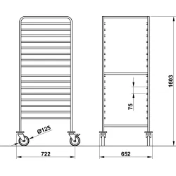 GN 2/1 pan and tray trolley ROCAM 039002/1C16IN