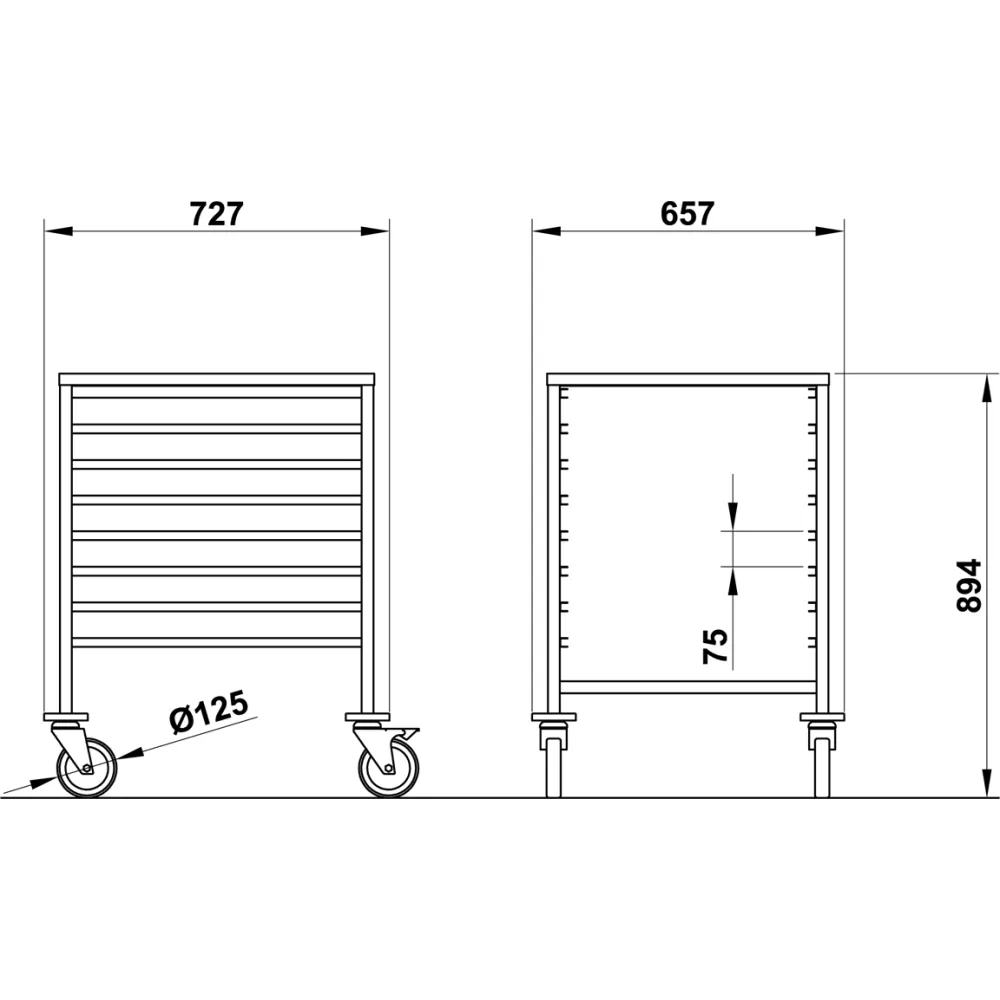 GN 2/1 pan and tray trolley ROCAM 039002/1C08IN