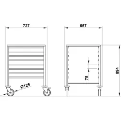 GN 2/1 pan and tray trolley ROCAM 039002/1C08IN