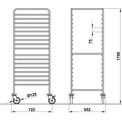 GN 2/1 pan and tray trolley ROCAM 039002/1L18IN