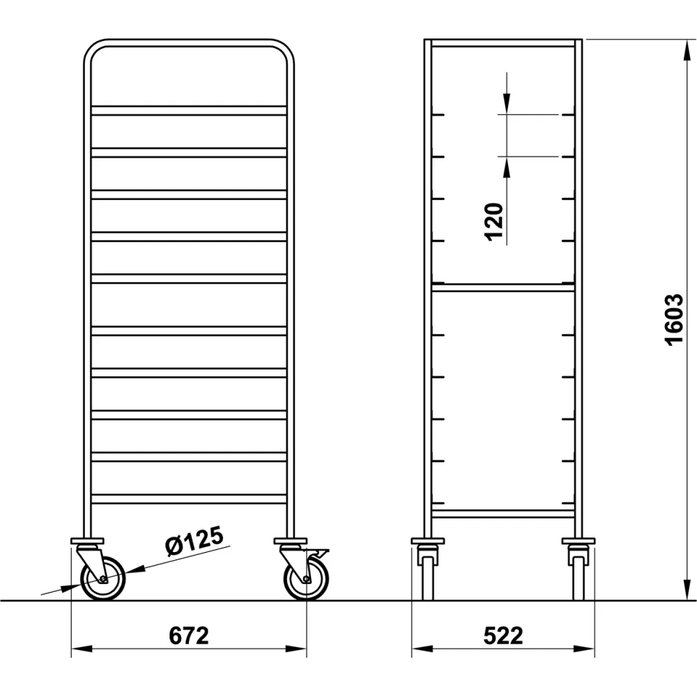 Confectionery pan trolley 600x400 ROCAM 03900TE/L10IN