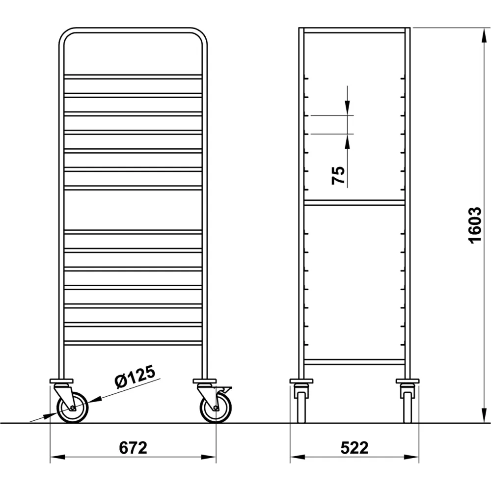 Confectionery pan trolley 600x400 ROCAM 03900TE/L16IN