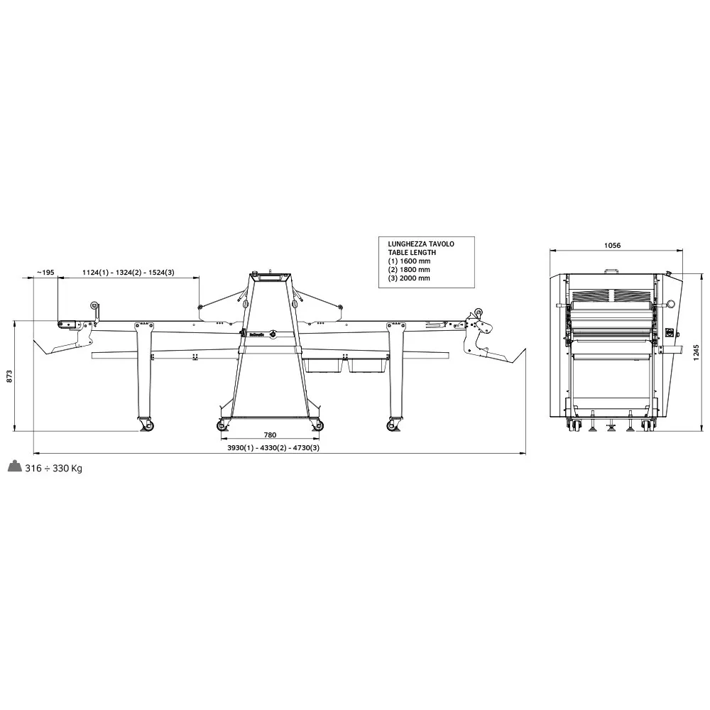 Dough sheeter ROLLMATIC R65AXP-T/20
