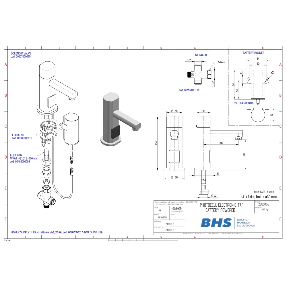 Electronic water mixer MONOLITH ZEUS006