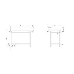 Easy-to-assemble table with shelf, depth 700 mm GREDIL 950047180