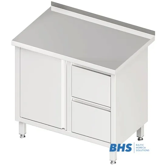 Table with 2 Drawers and Hinged Doors