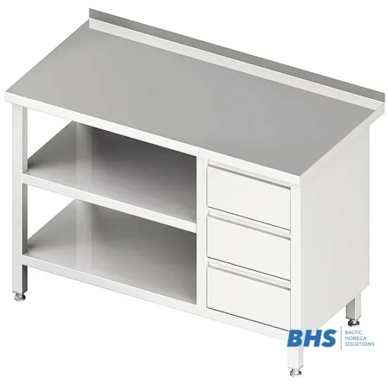Work Table with Three Drawers and Two Shelves