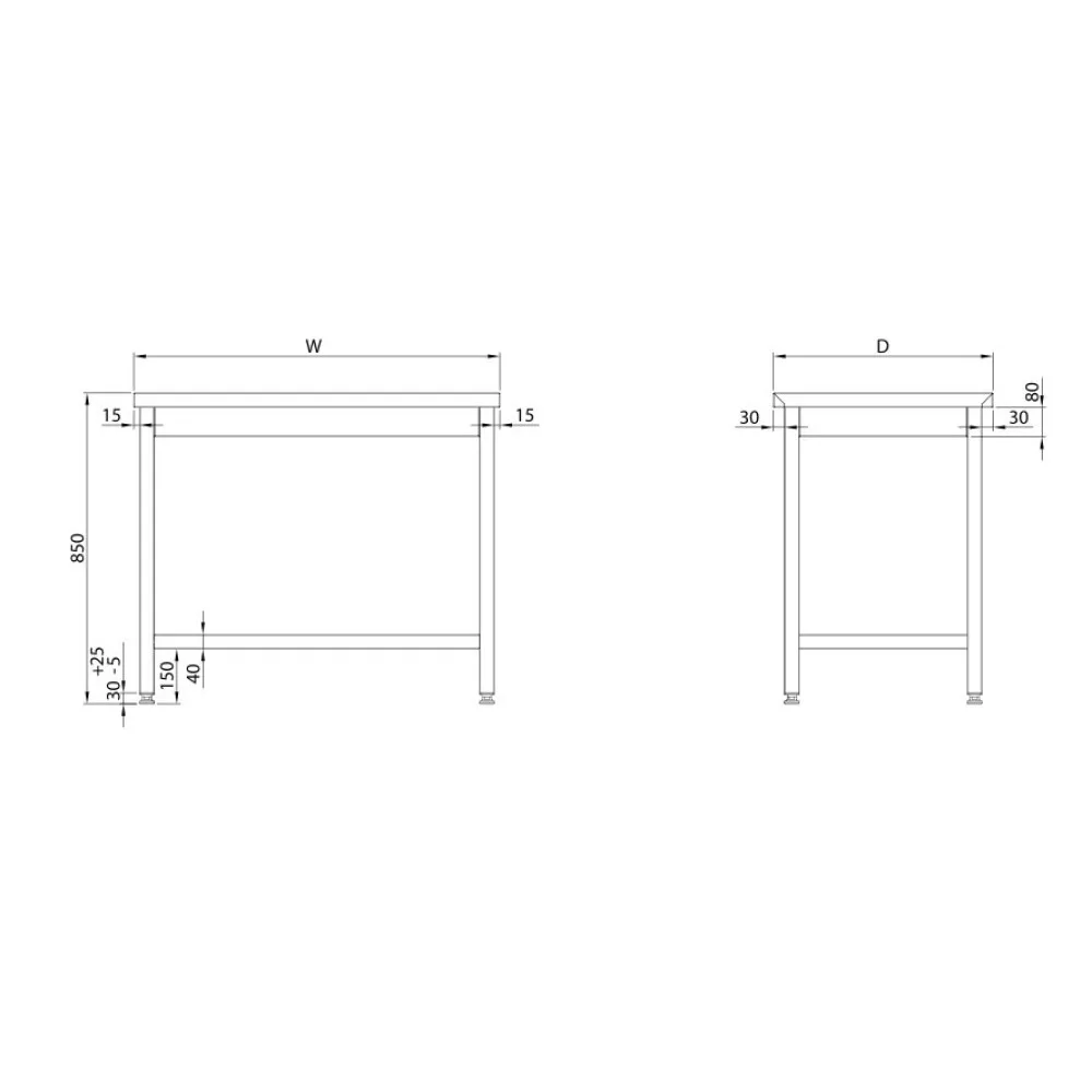 Easy-to-assemble central table with shelf, depth 700 mm GREDIL 950107100