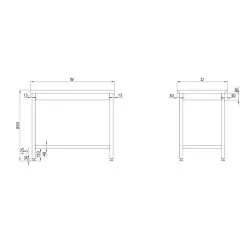 Easy-to-assemble central table with shelf, depth 700 mm GREDIL 950107180