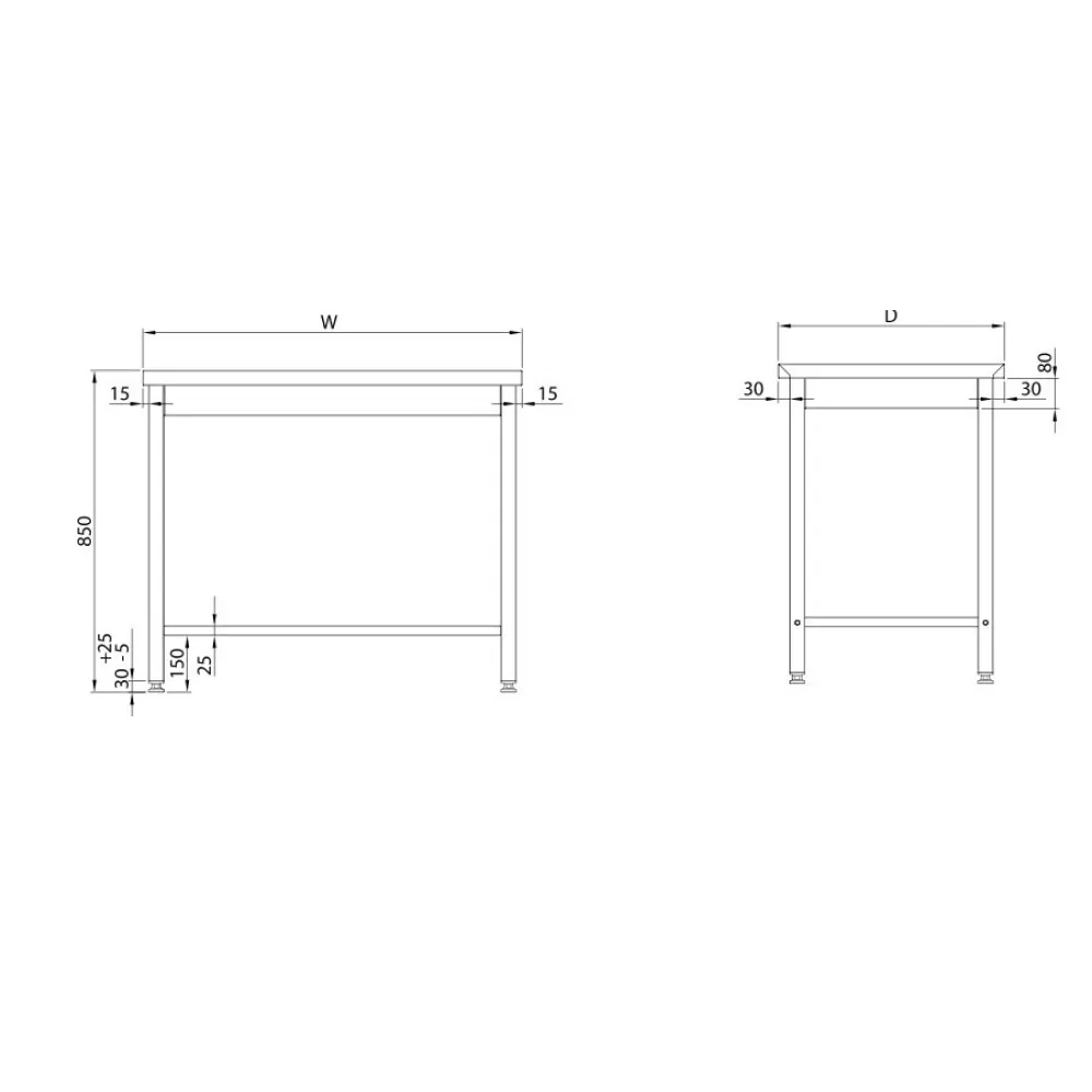 Easy-to-assemble central table without shelf 600 GREDIL 950086160