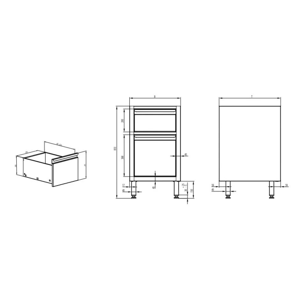 Stainless steel furniture module BHS-HoReCa 983595045K