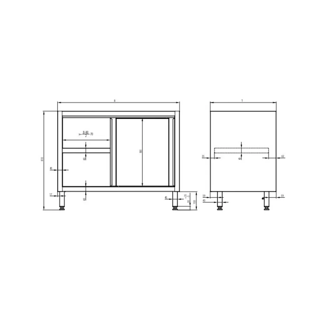 Stainless steel furniture module BHS-HoReCa 983585080K