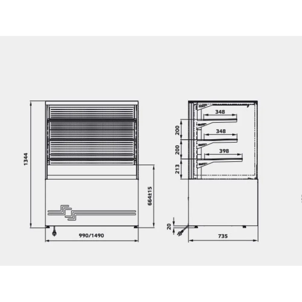 Confectionery showcase UNIS COOL CUBE-II-1000-DENSEBACK