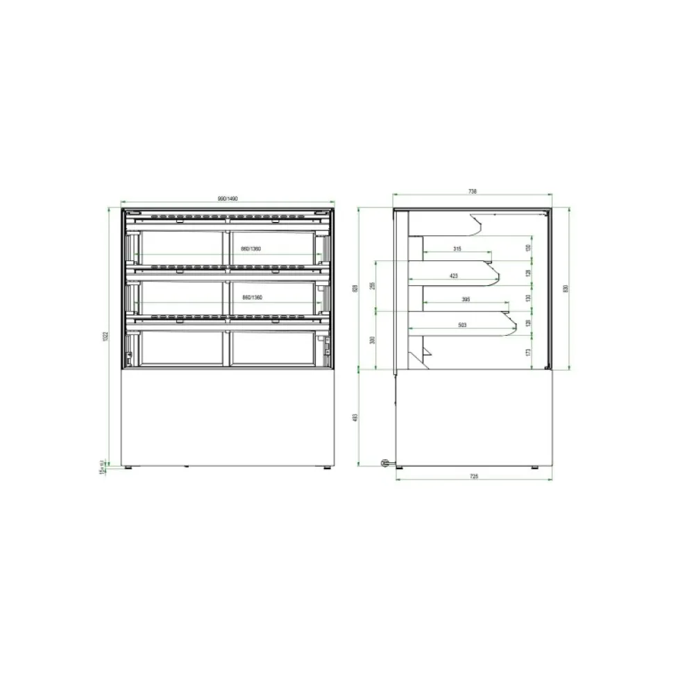 Confectionery showcase UNIS COOL CUBE-II-1000-STATIC