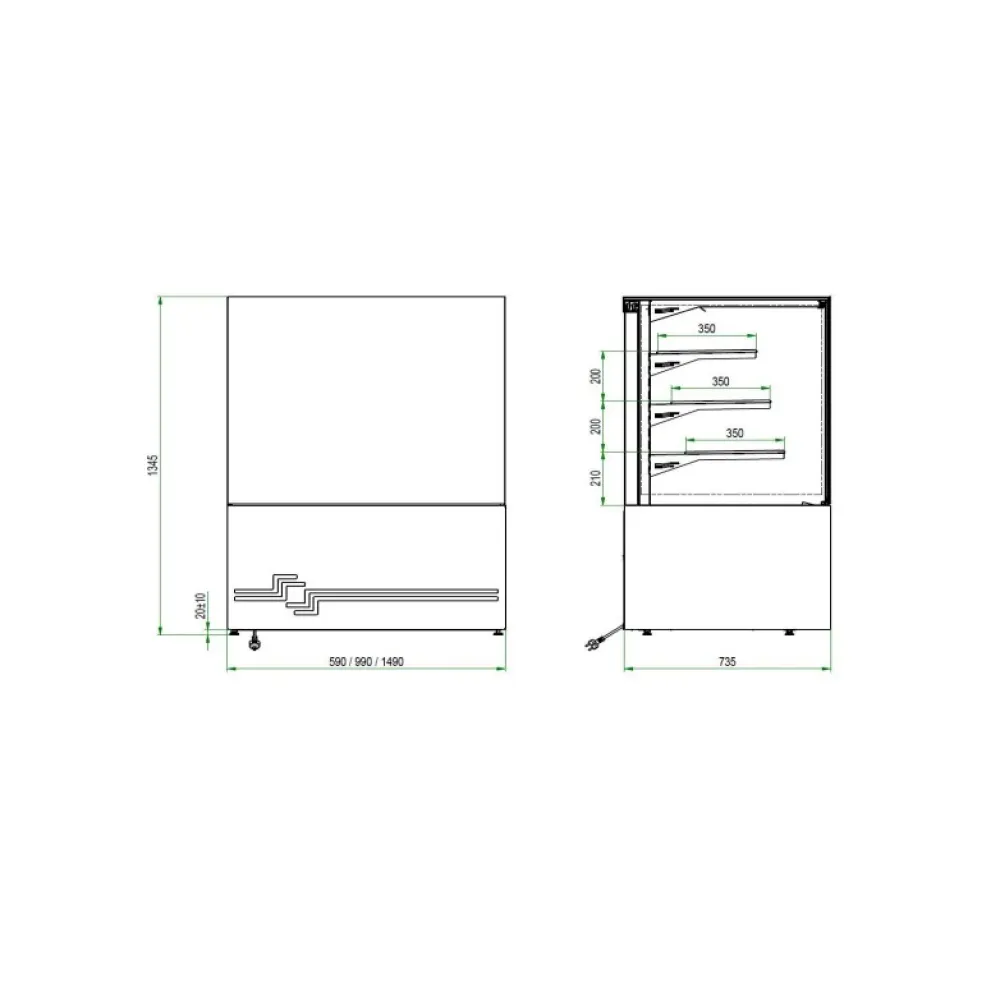 Confectionery showcase UNIS COOL CUBE-II-1000-TRANSPARENT