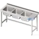 Metal table with three sinks without shelf Novameta BHS-BPLA30-180/60/85