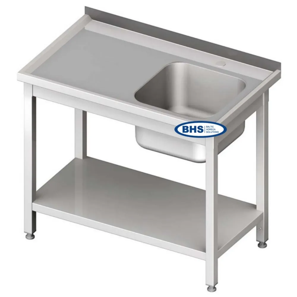 Stainless steel work table with sink and shelf Novameta BHS-PLA-100/60/85