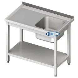 Stainless steel work table with sink and shelf Novameta BHS-PLA-110/60/85