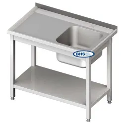 Stainless steel work table with sink and shelf Novameta BHS-PLA-150/60/85