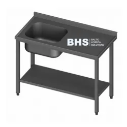 Stainless steel work table with sink and shelf Novameta BHS-PLA-260/60/85