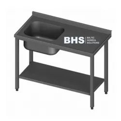 Stainless steel work table with sink and shelf Novameta BHS-PLA-150/60/85