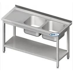 Work table with double sink and shelf Novameta BHS-PLA2-100/60/85