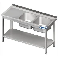 Work table with double sink and shelf Novameta BHS-PLA2-250/60/85