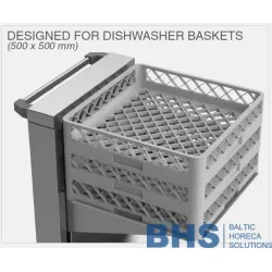 Dishwasher basket trolley with plate shelf Novameta BHS-VTBD1-52-63-90