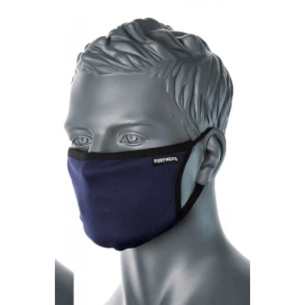 Blue 3-layer antimicrobial fabric face mask LF CV33NAR
