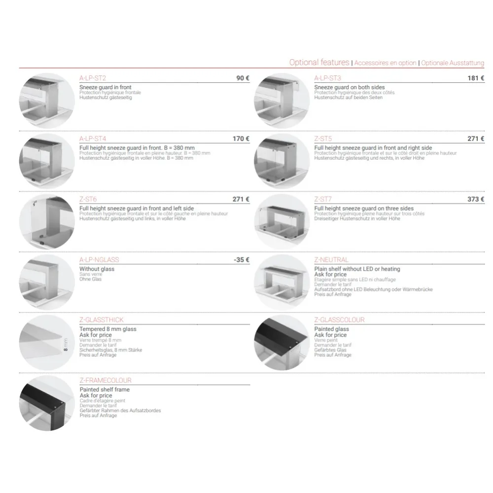 LED shelf for buffet Novameta LPA16-204/40/40