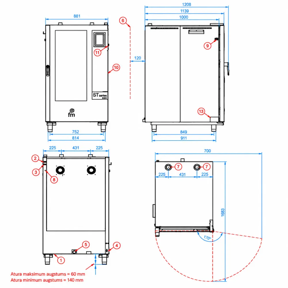 Gas convection oven FM industrial STG 201 V7 T GAS