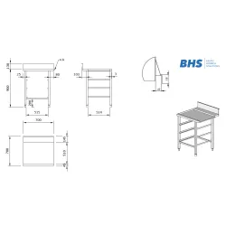 Post-wash table for 3 baskets Novameta BHS-BR3-70/70/90