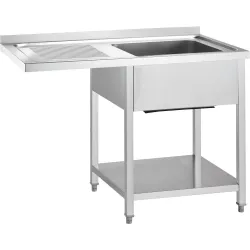 Stainless steel table with one sink, shelf and overhanging top GREDIL 672447